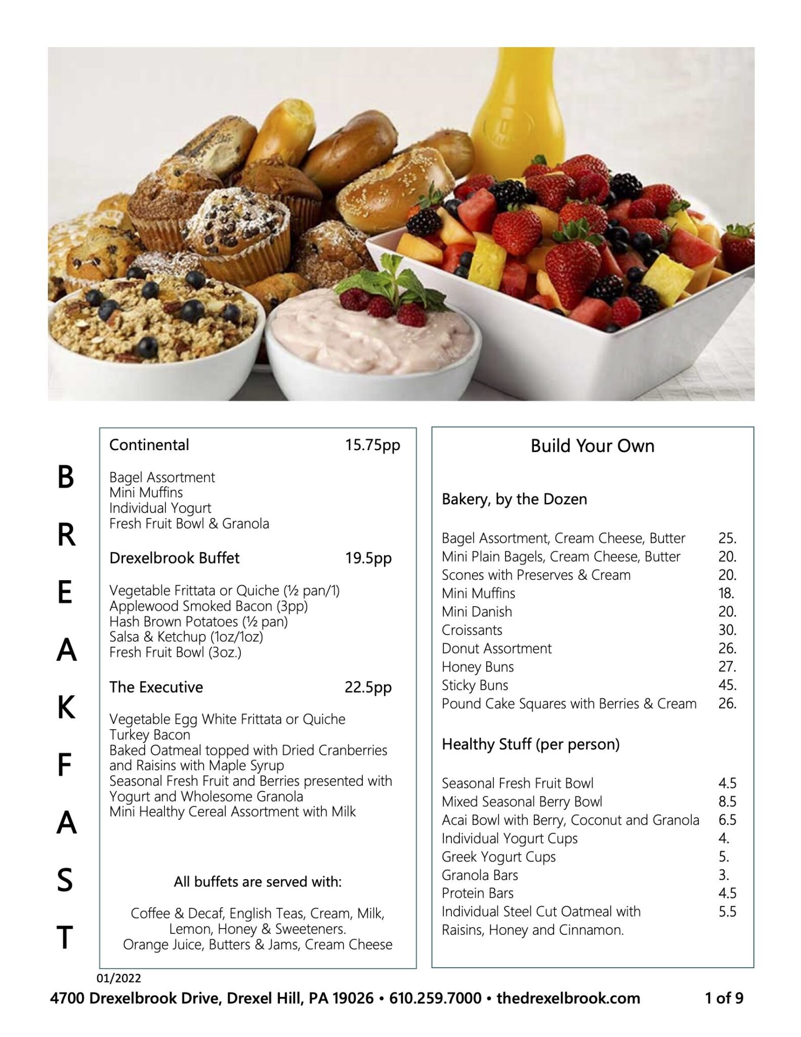 Drexelbrook breakfast options